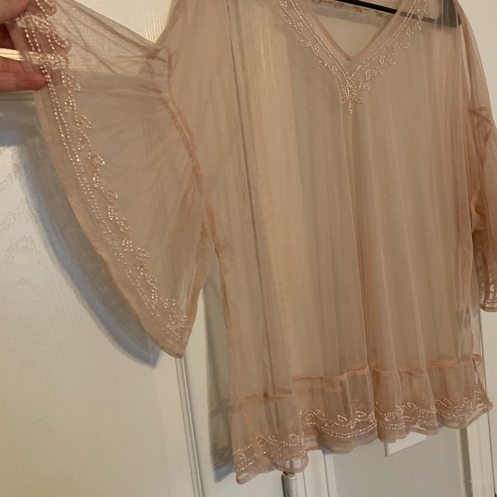 Sheer Pearl Beaded Blouse